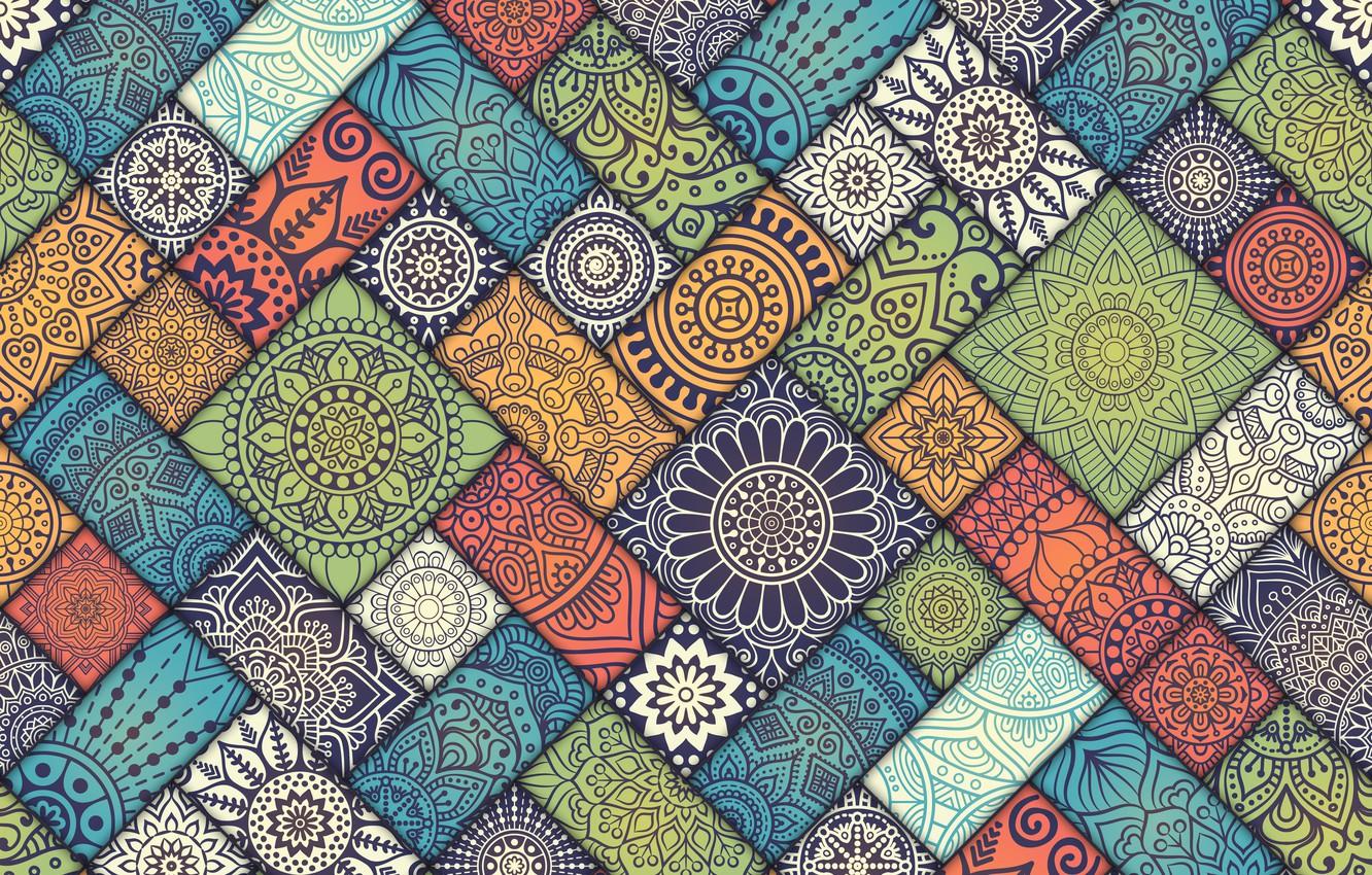 Wallpaper Colorful, pattern, Vintage, tiles, floral
