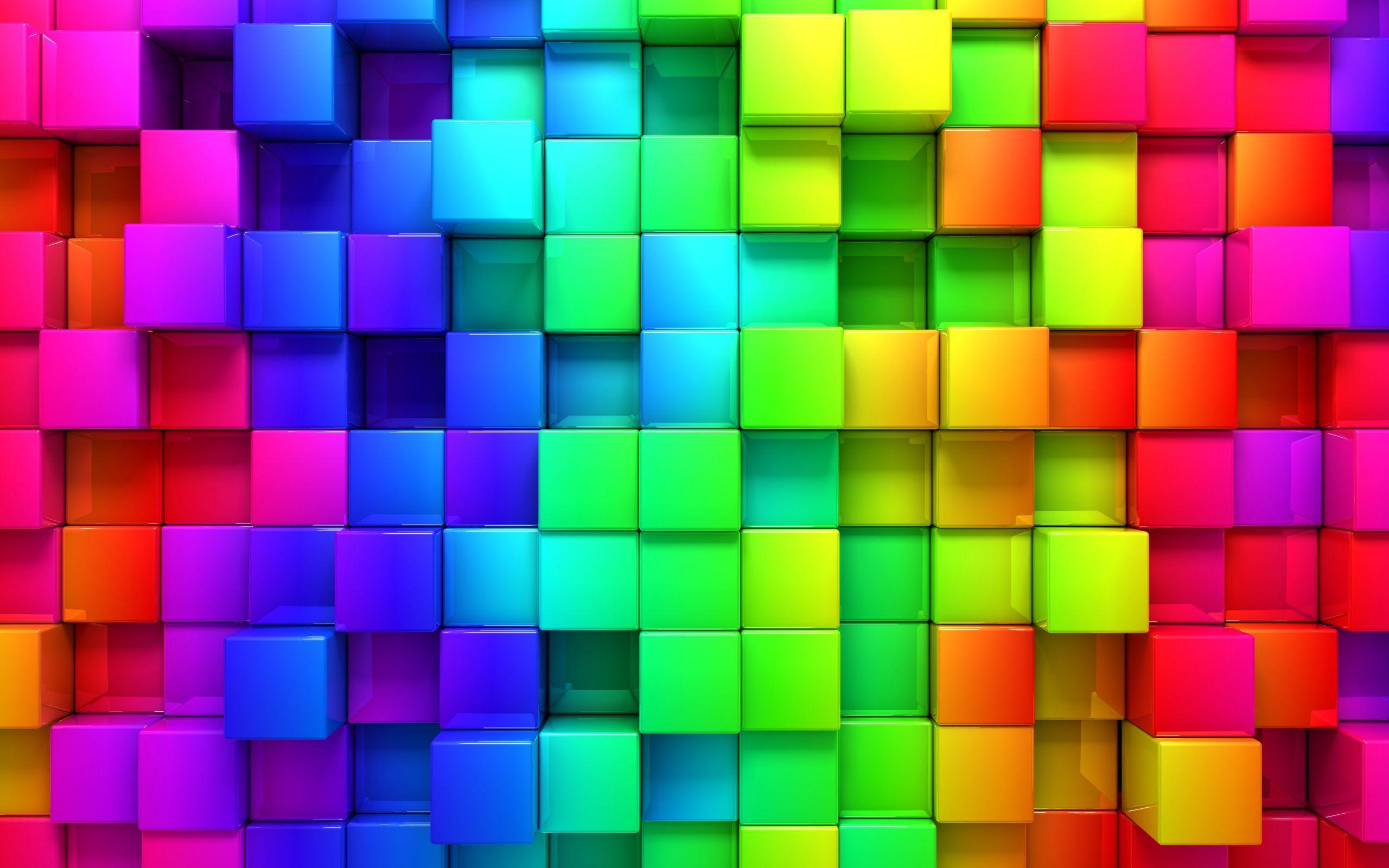 HD Wallpaper Rainbow Color 3D Blocks Graphics. Wallpaper