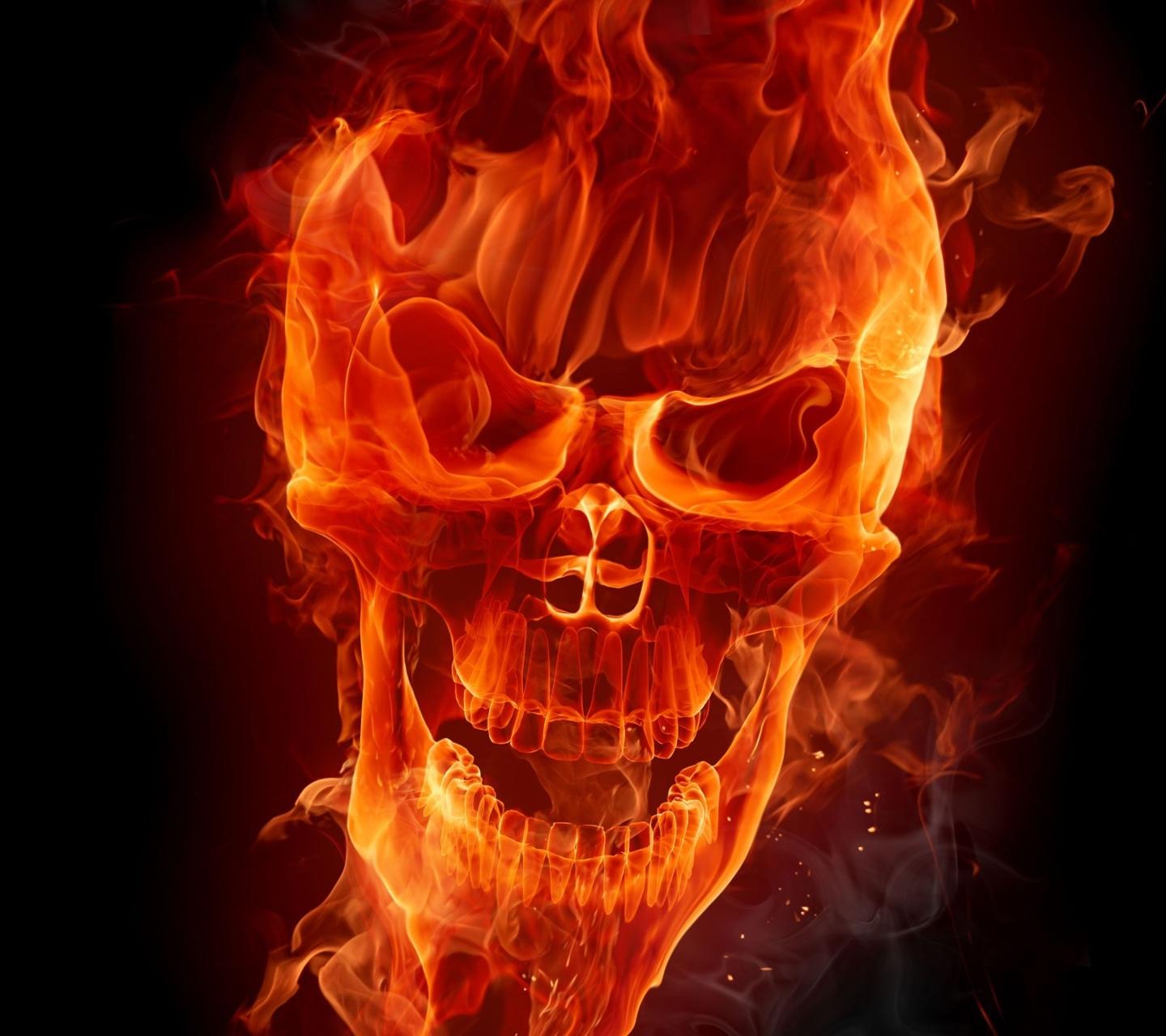Red Flaming Skull Wallpaper