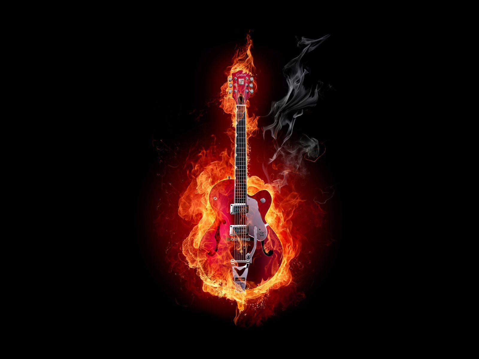 Flaming Guitar Wallpaper