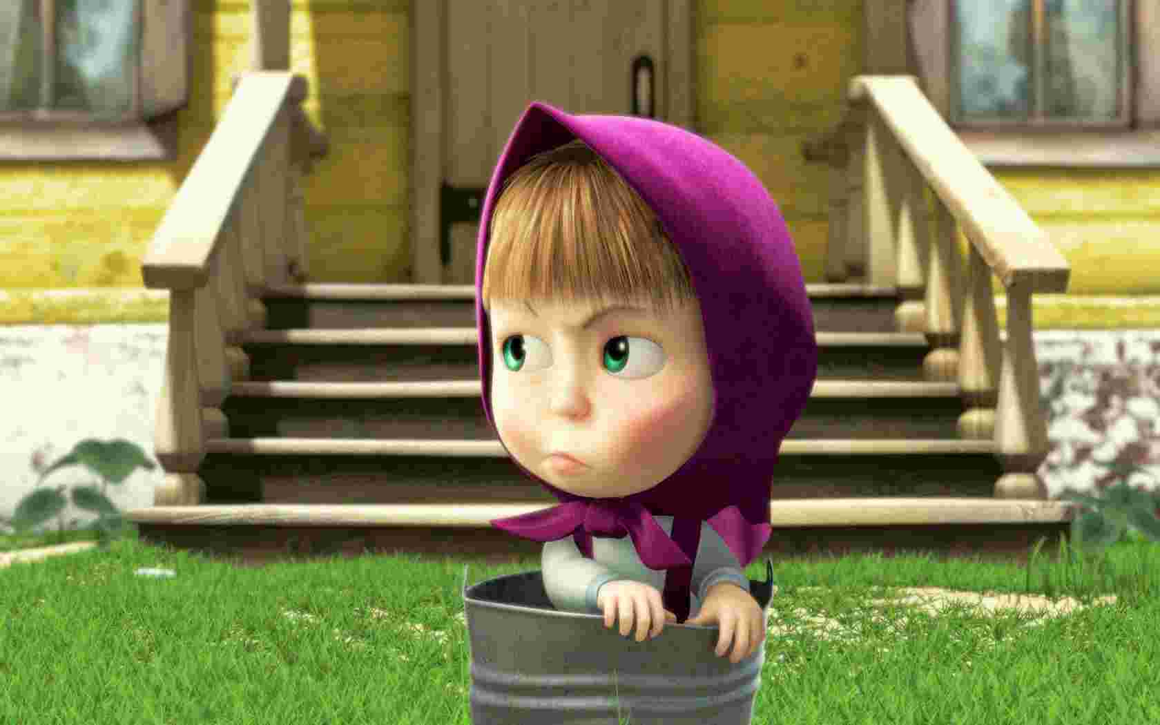 Masha in the Bucket Masha and the Bear Wallpaper for PC
