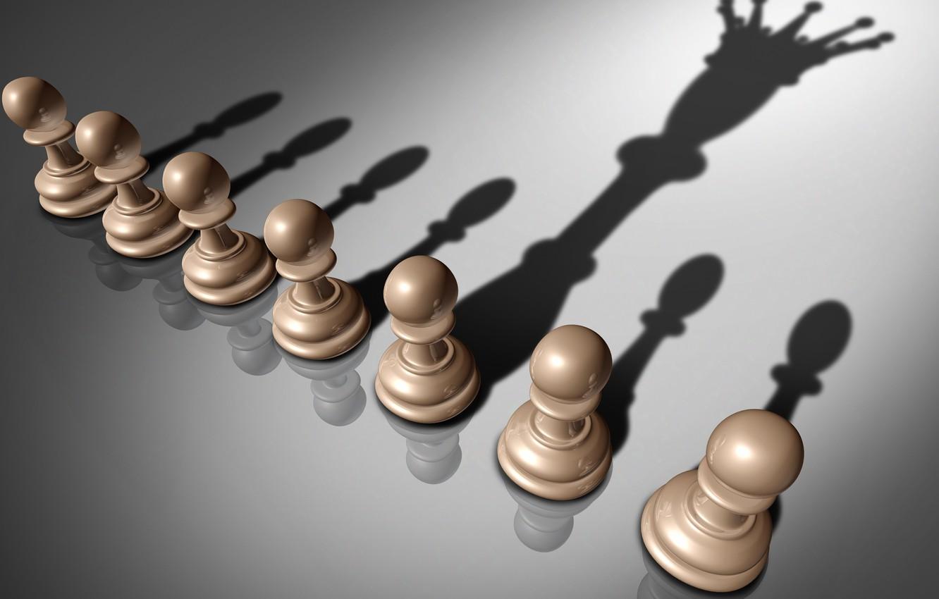 Wallpaper chess, queen, shadow, pawn image for desktop