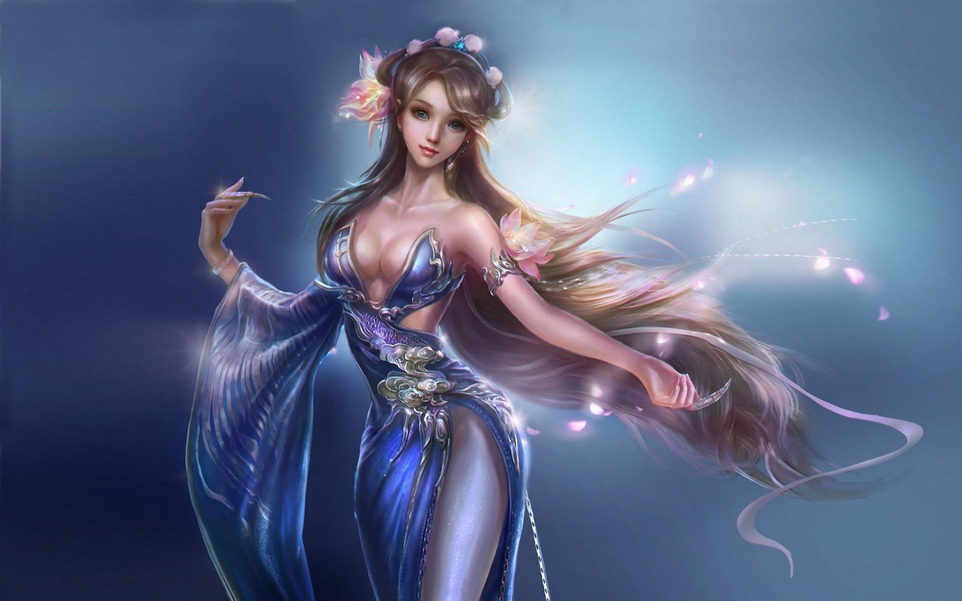 Beautiful Classical Oriental Girl Fantasy Art Wallpaper
