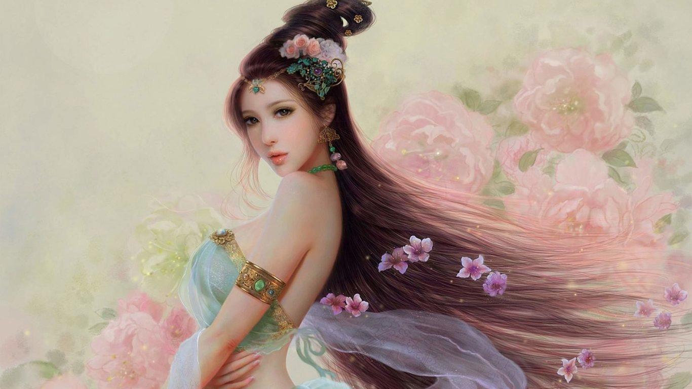 Beautiful Fantasy Girl Painting Wallpaper. HD Wallpaper