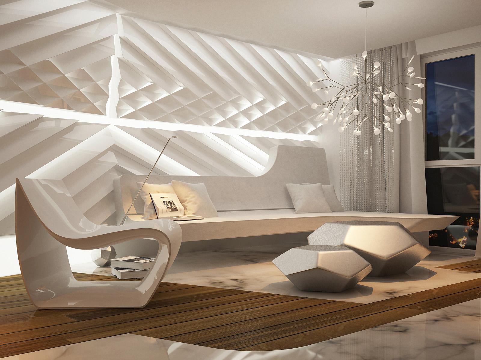 Futuristic Interior Design, Ultra Modern Designer Wallpaper