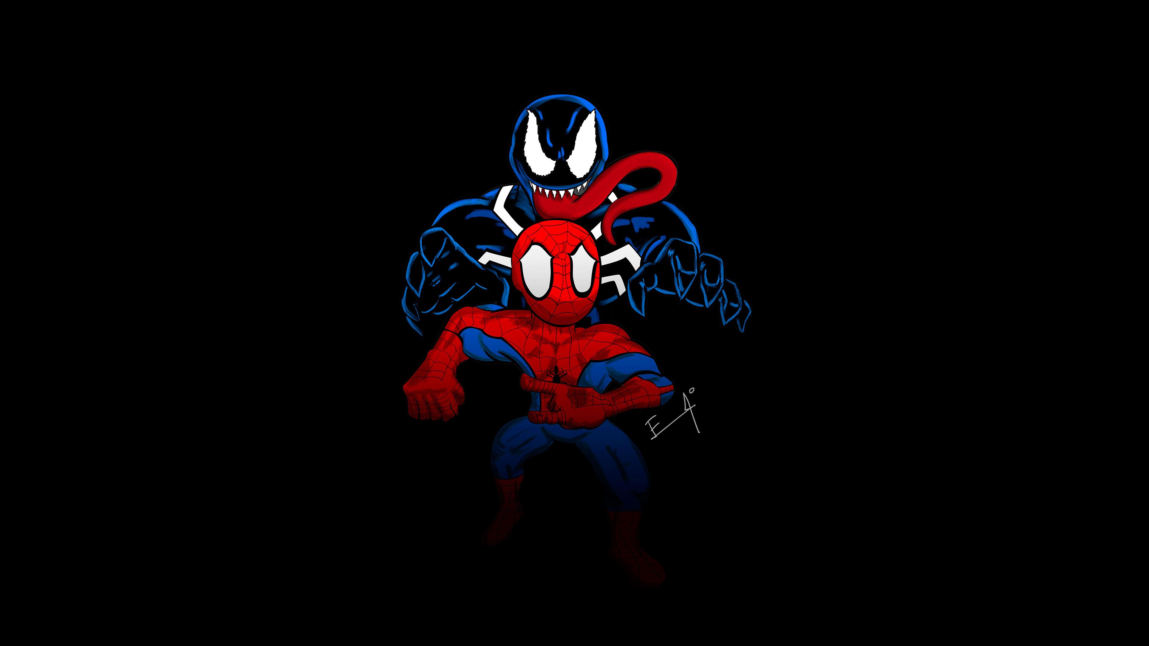 Little Spider Man And Venom, HD Superheroes, 4k Wallpaper