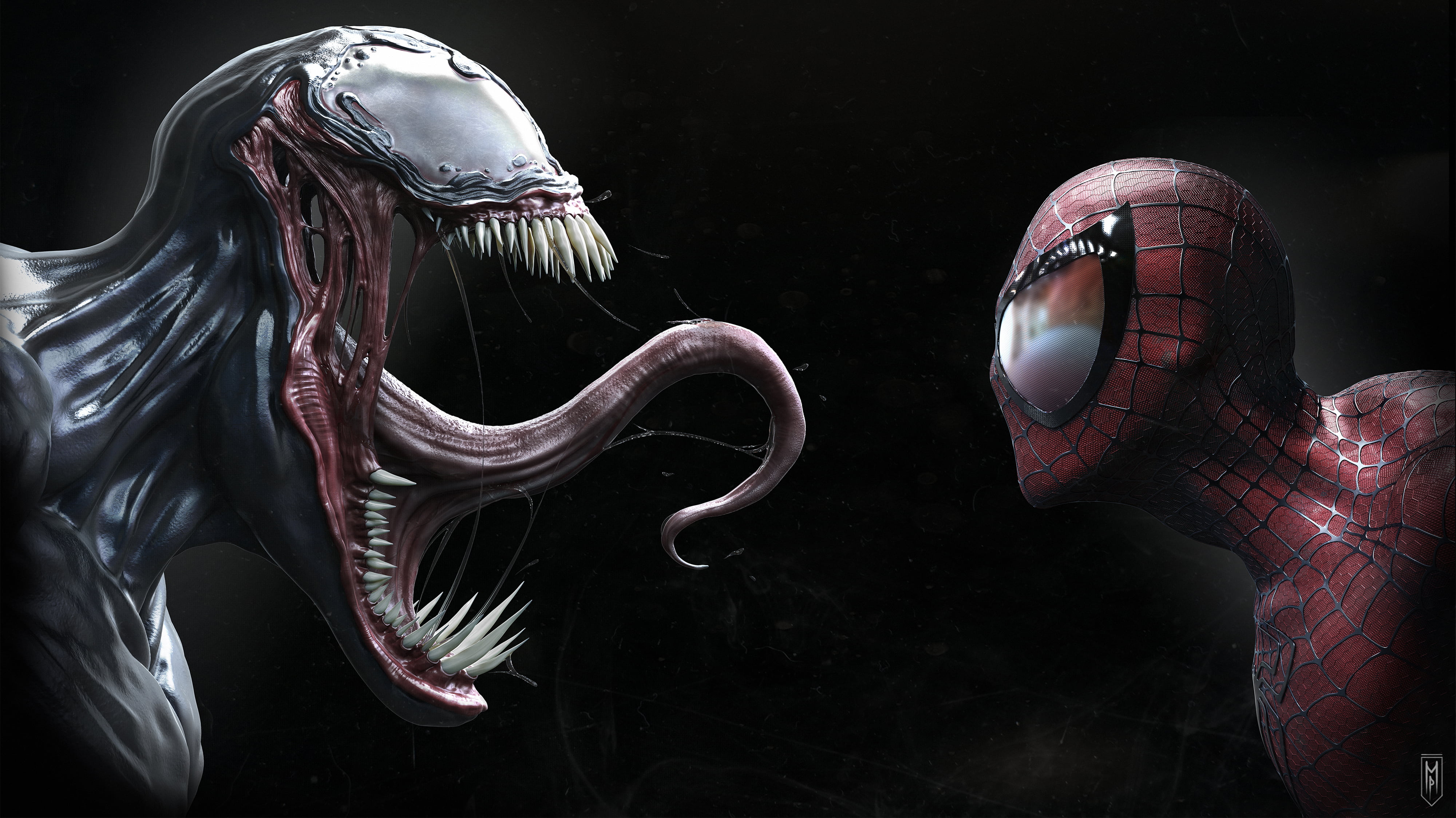 Marvel Spider Man And Venom Wallpaper, Symbiote, Spider Man, Venom, Simple Background HD Wallpaper