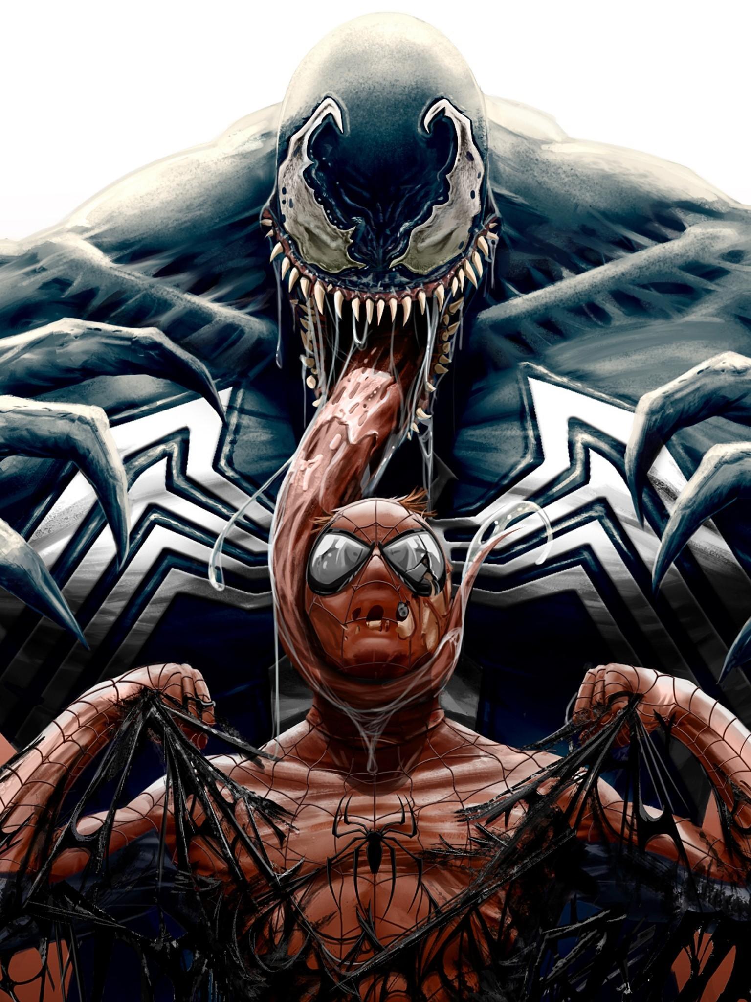 Download 1536x2048 Spiderman, Venom, Monster, Artwork