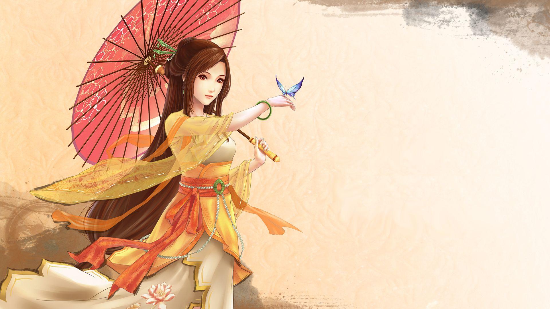 Japanese Women Art HD Wallpaper. Anime, Fantasy girl, Anime butterfly