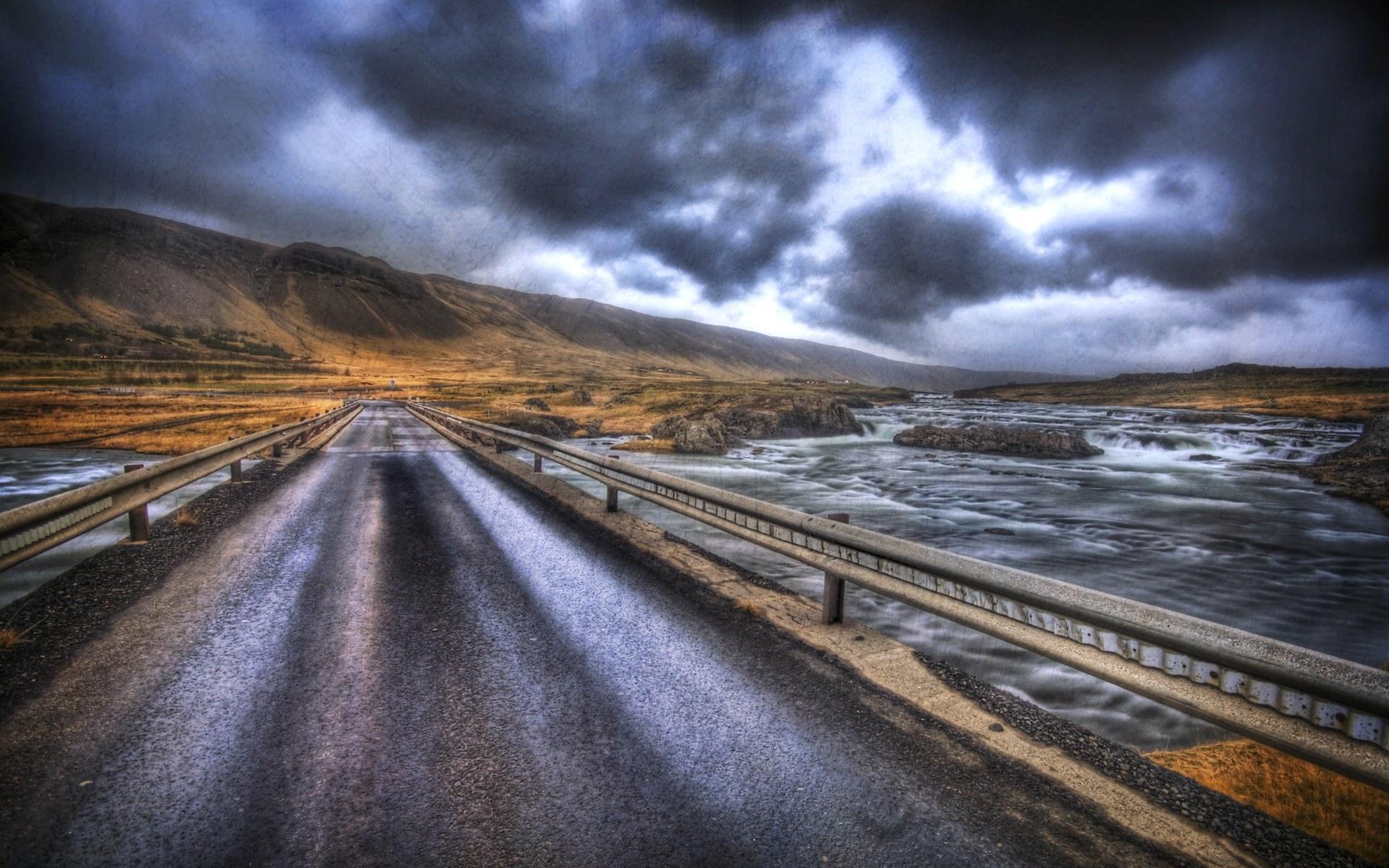 HDR Iceland Landscape The Road Home to Reykjavik Wallpaper