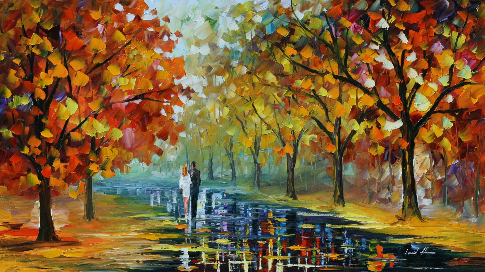 Romantic Moment by Afremov.nice fall wallpaper 1920x1080
