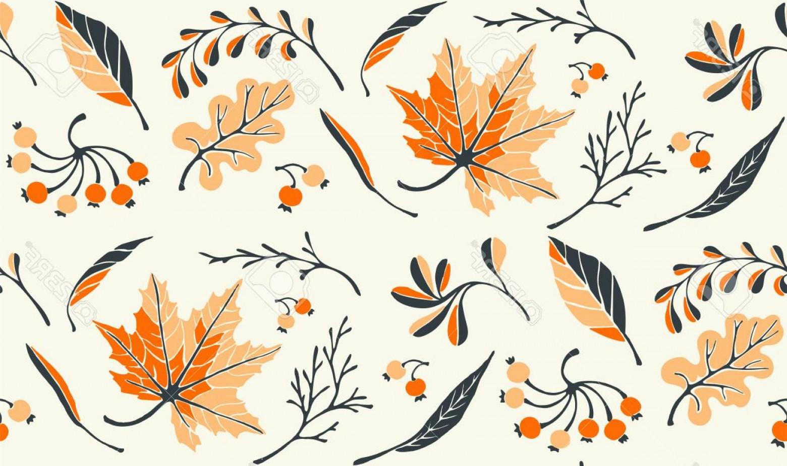 Photostock Vector Autumn Leaves In Cartoon Style Seamless