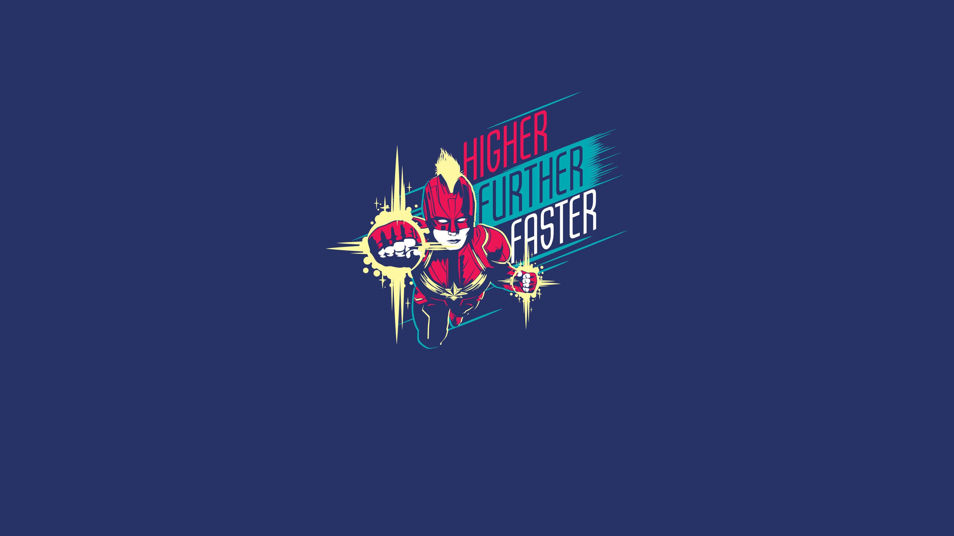 Higher Further Faster Minimal Captain Marvel Wallpaper, HD