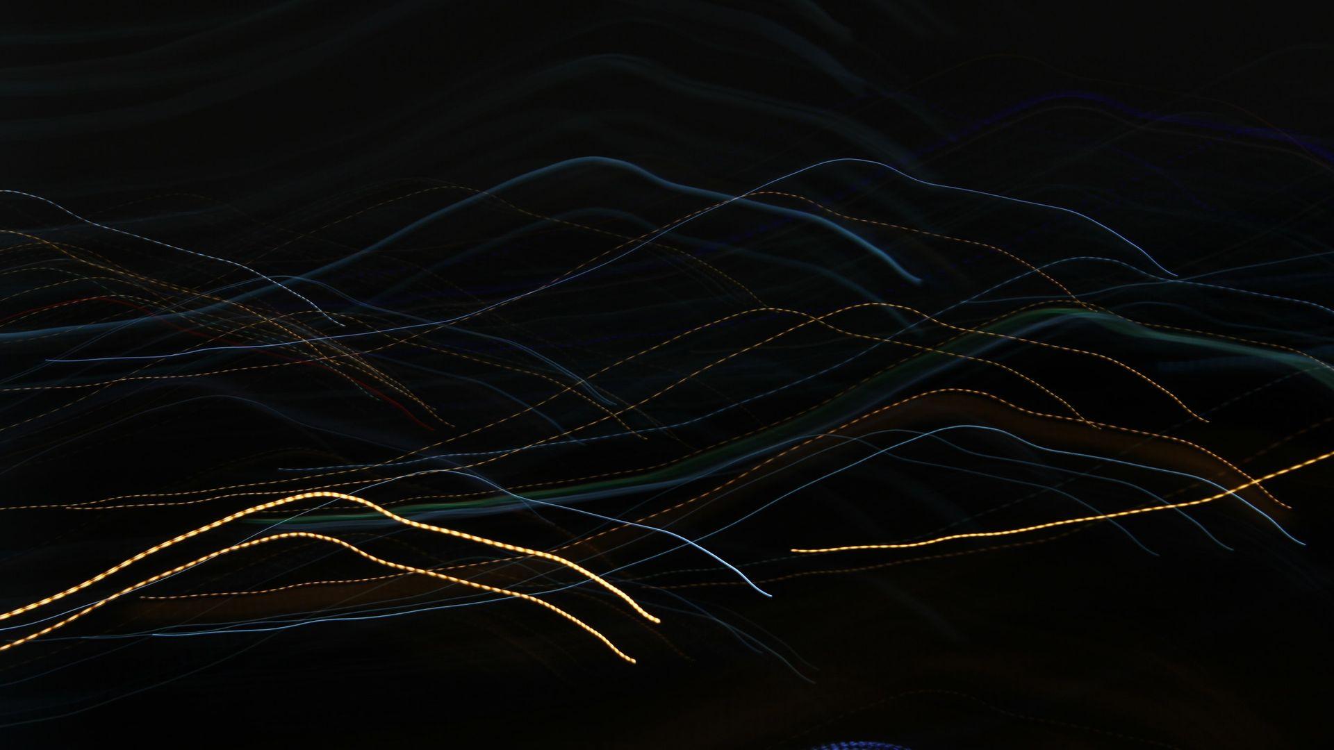 Lights Wavy Lines Dark Pattern Wallpaper