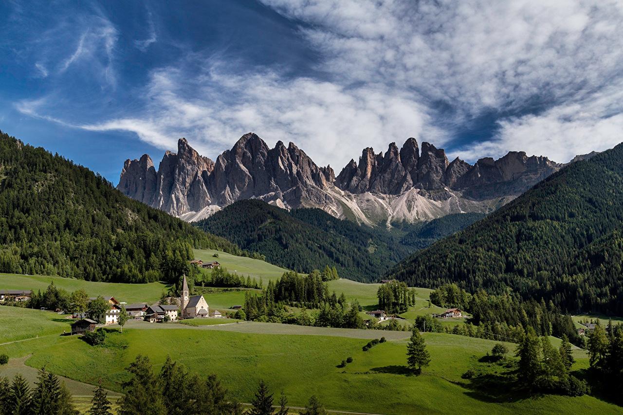 Desktop Wallpaper Alps Italy South Tyrol Val di Funes Nature