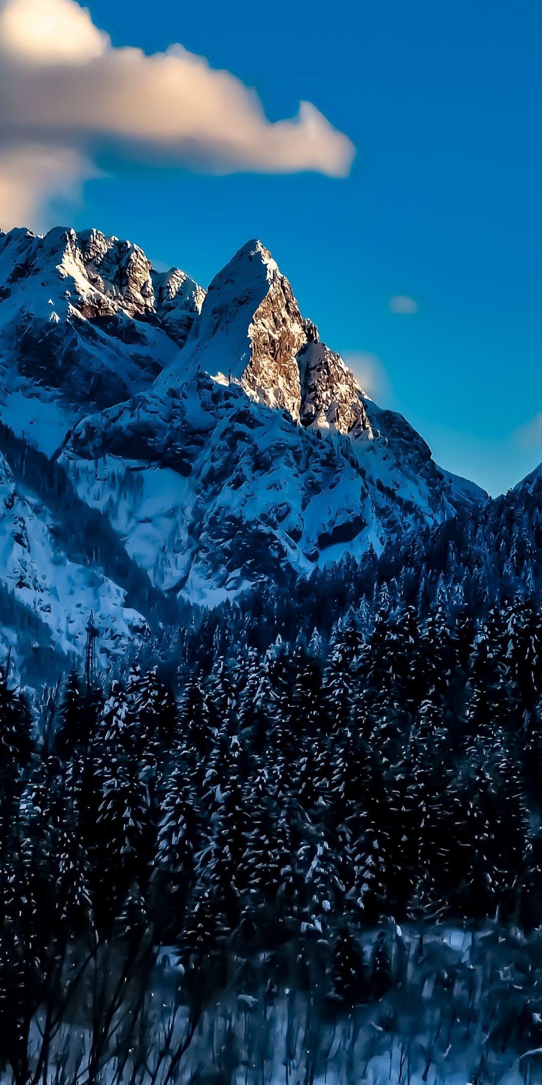 Snow mountains, winter, Italy, 1080x2160 wallpaper