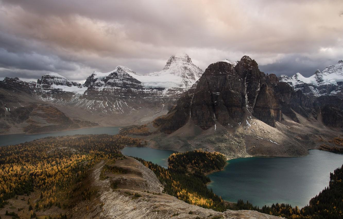 Wallpaper autumn, mountains, lake, Canada, mountain range