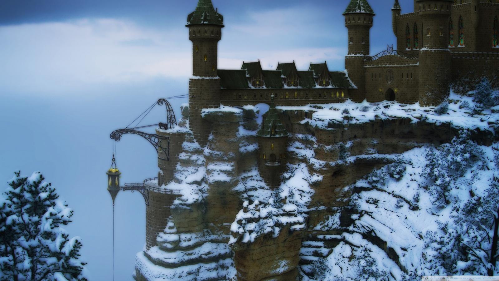 Castle On The Mountain Winter ❤ 4K HD Desktop Wallpaper