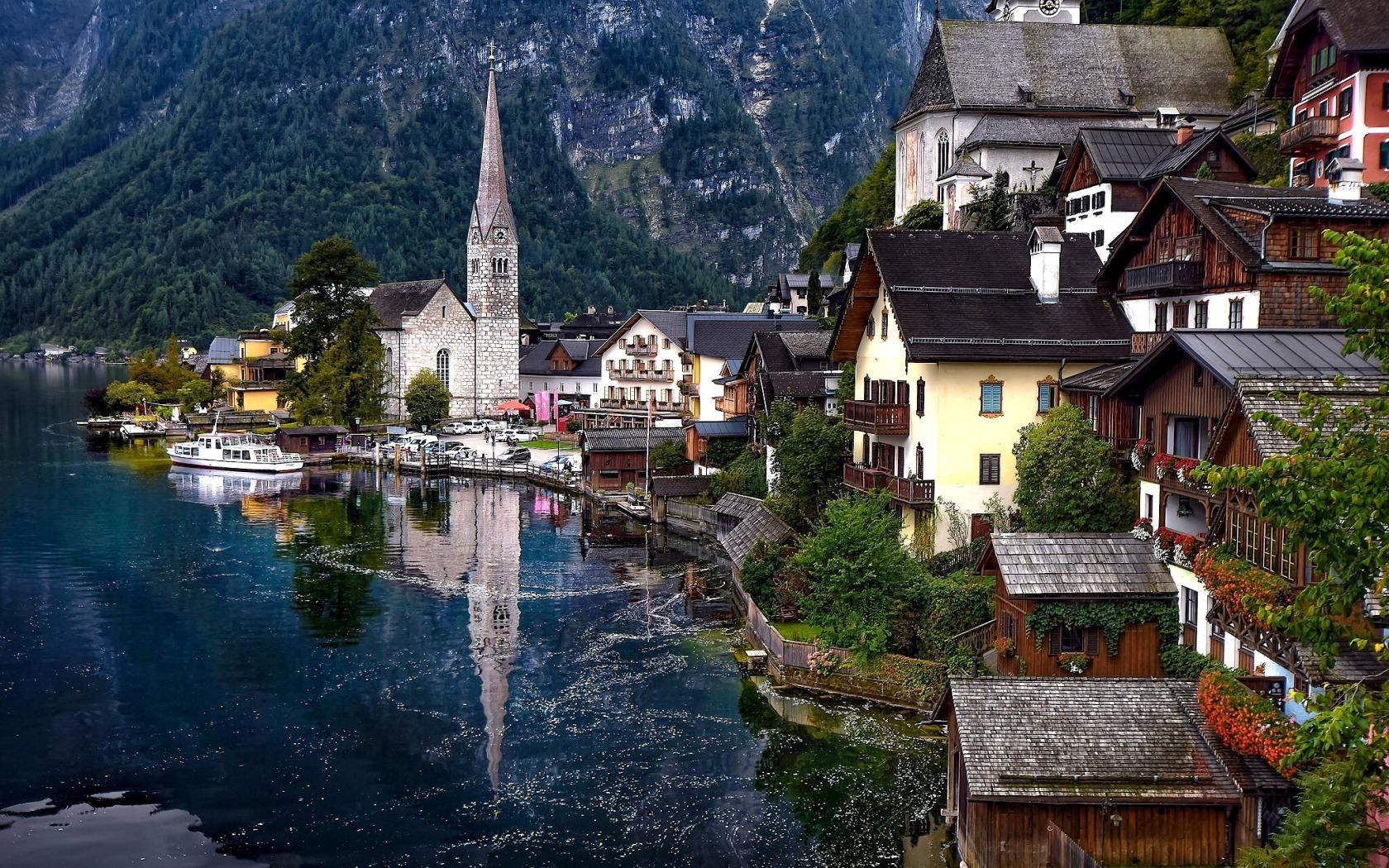 wallpaper hallstatt, austria, hallstatt lake HD, Widescreen