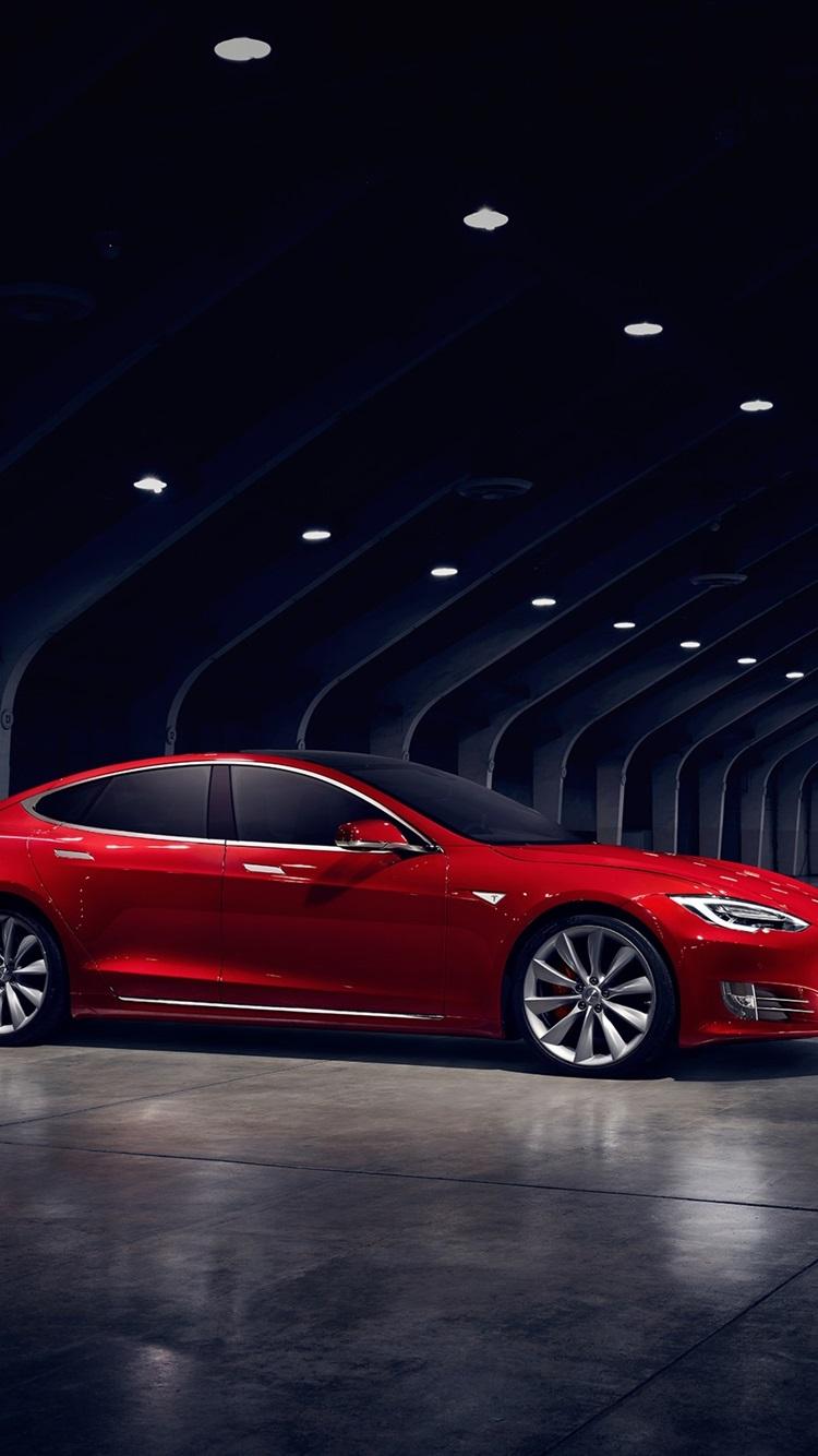 Tesla Model S Red Electric Car Side View 750x1334 IPhone 8 7 6 6S Wallpaper, Background, Picture, Image