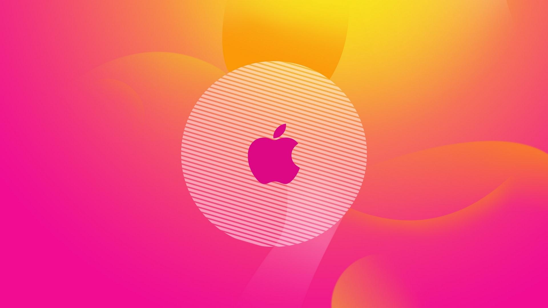 Pink Yellow Bright Apple Logo HD Wallpaper