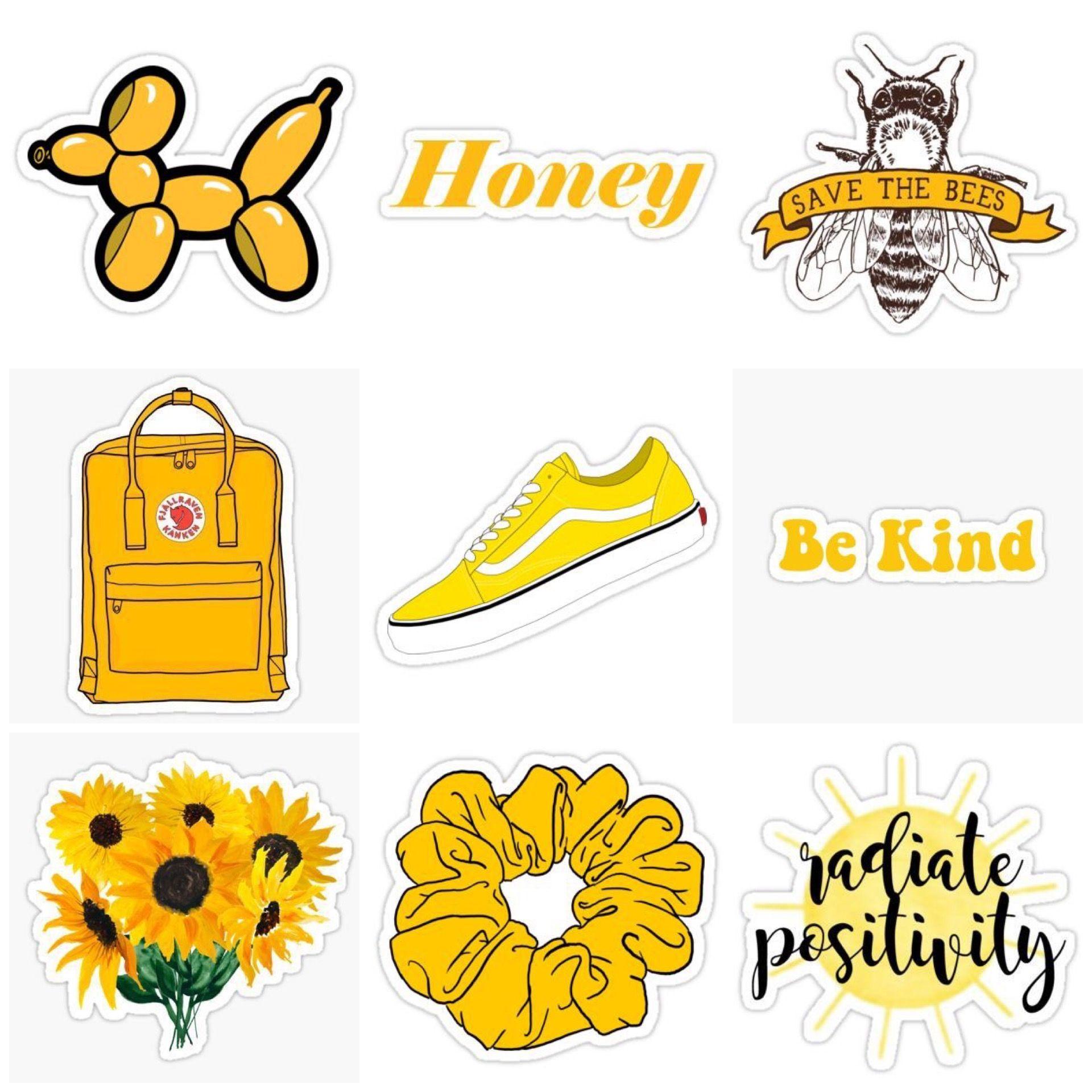 Yellow Sunny Honey Stickers. PHONE CASES WALLPAPERS In 2019