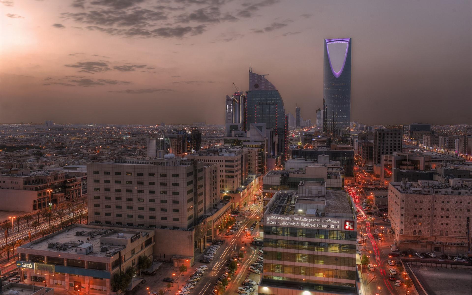 Wallpaper Saudi Arabia, Riyadh, city, night, skyscrapers