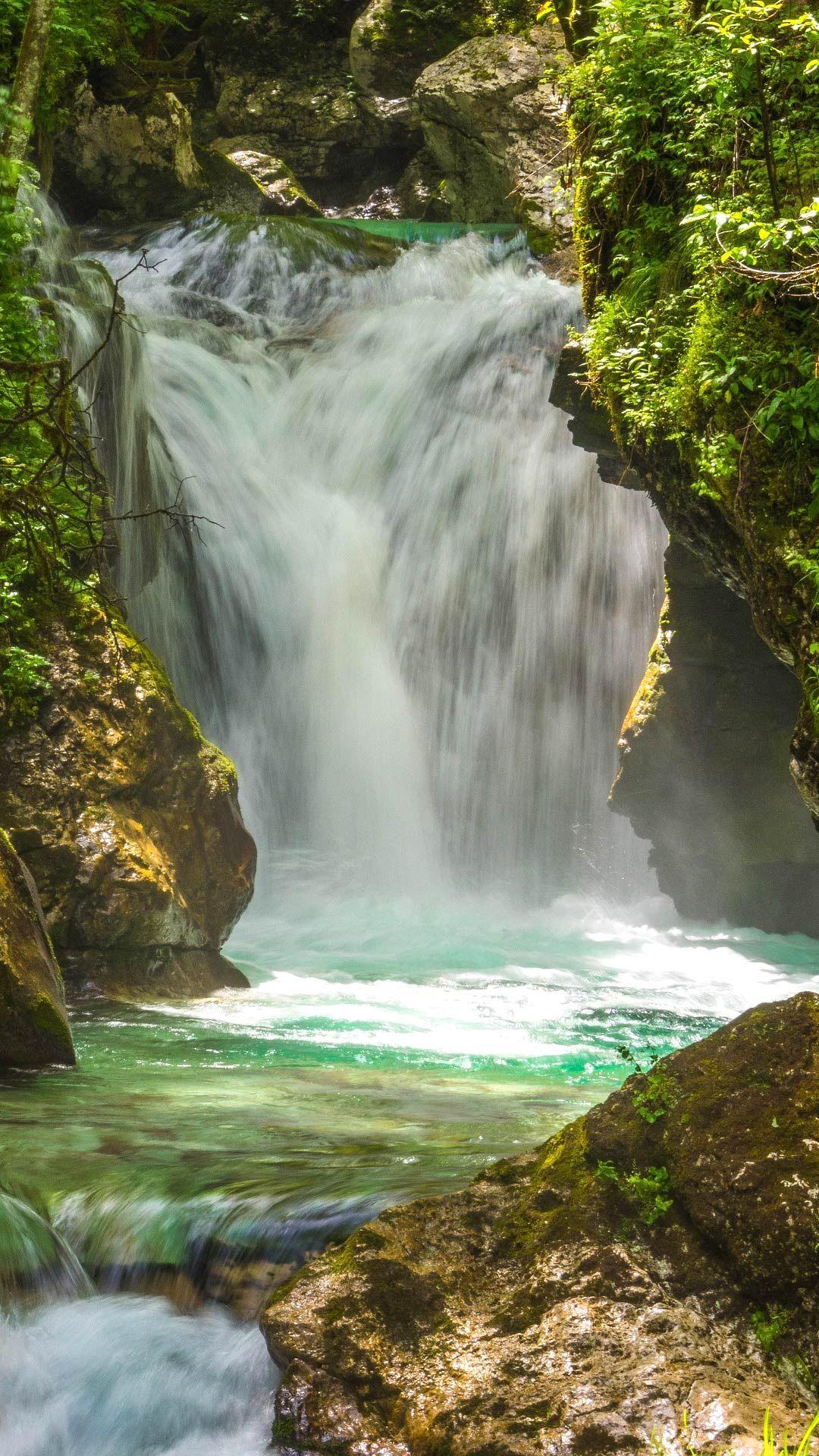 Forest waterfall wallpaper for android mobile phone free #download