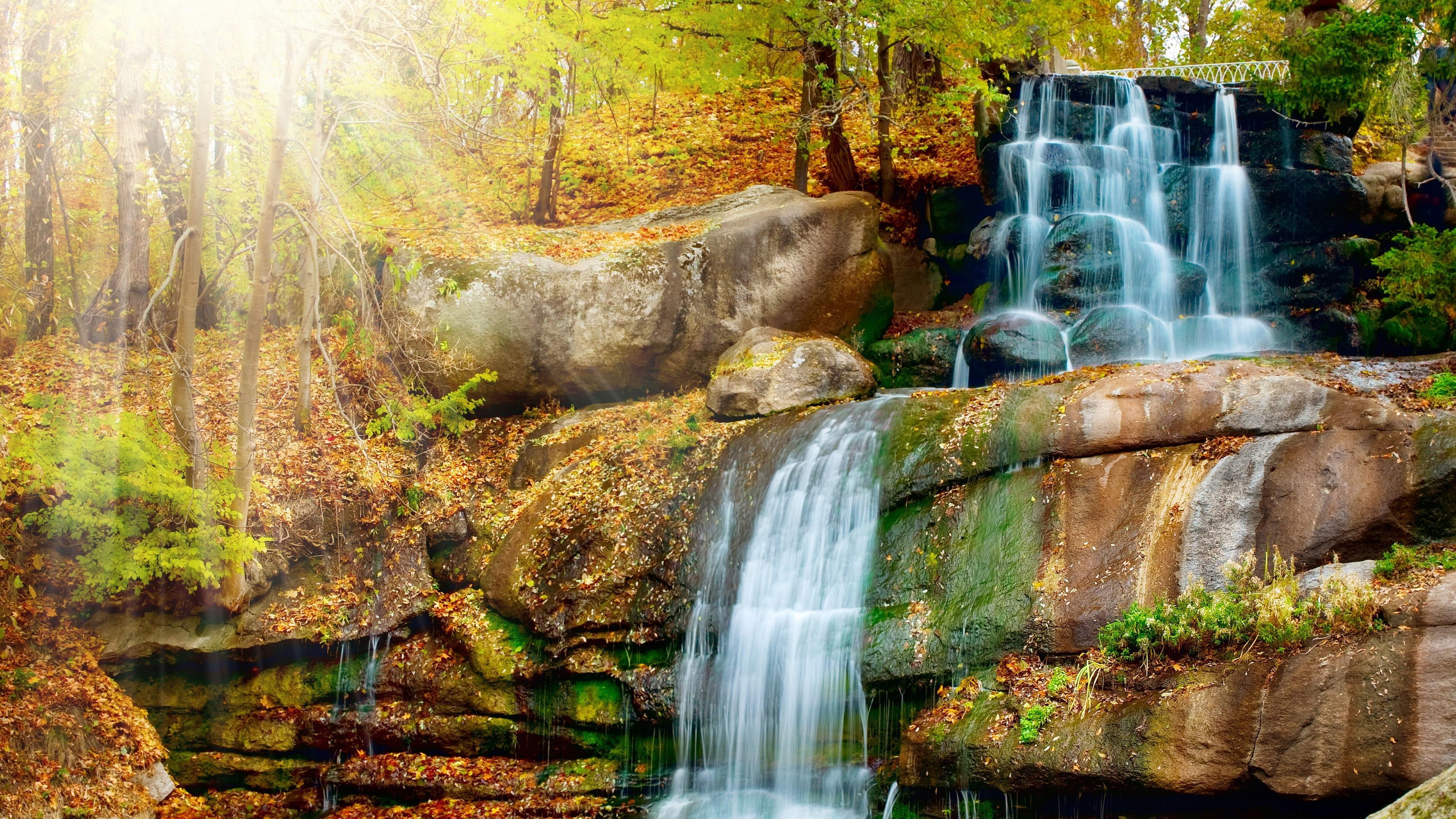 HD wallpaper: waterfall, forest, cascade