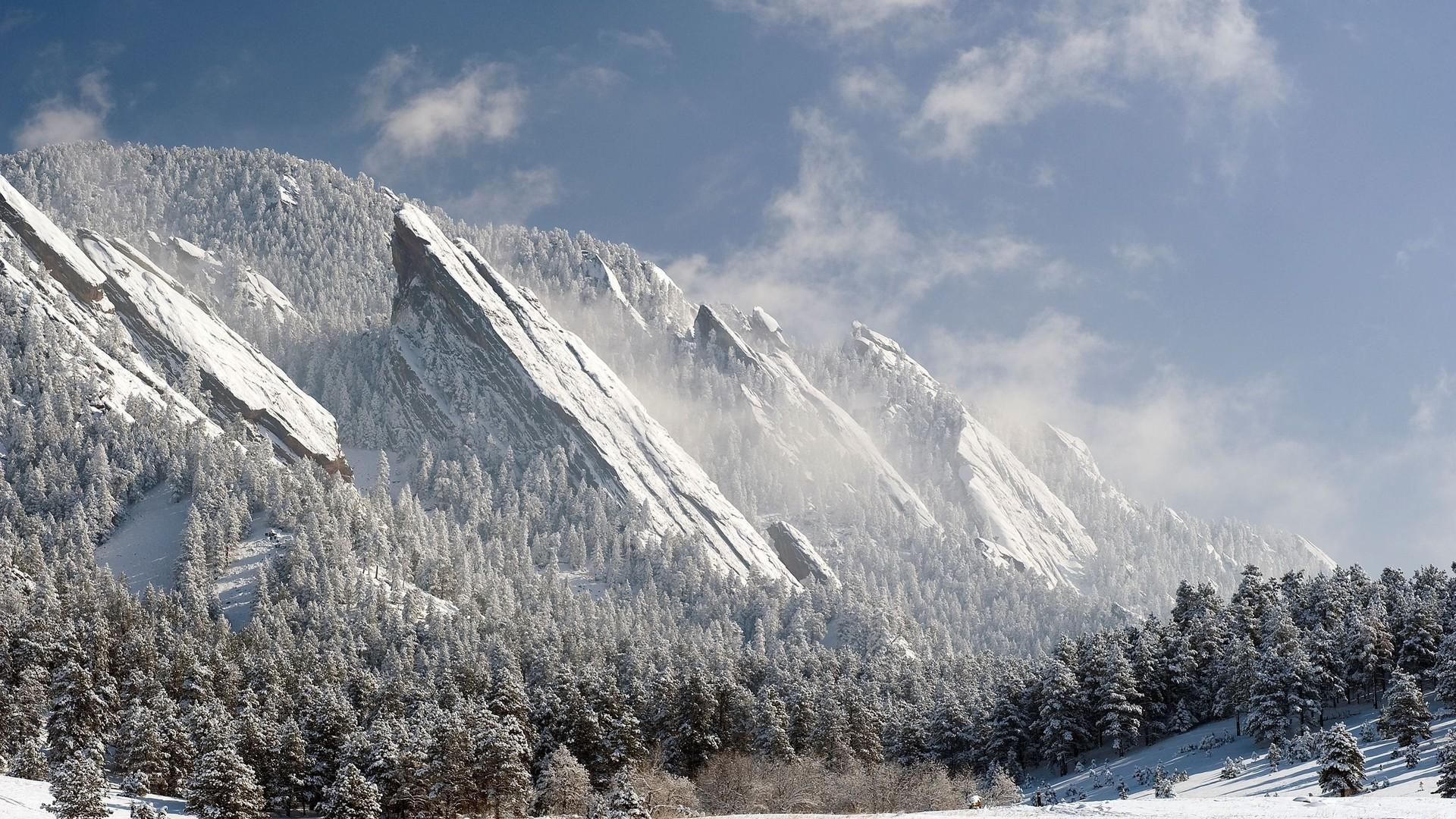 nature, Mountain, Landscape, Forest, Winter, Clouds, Boulder