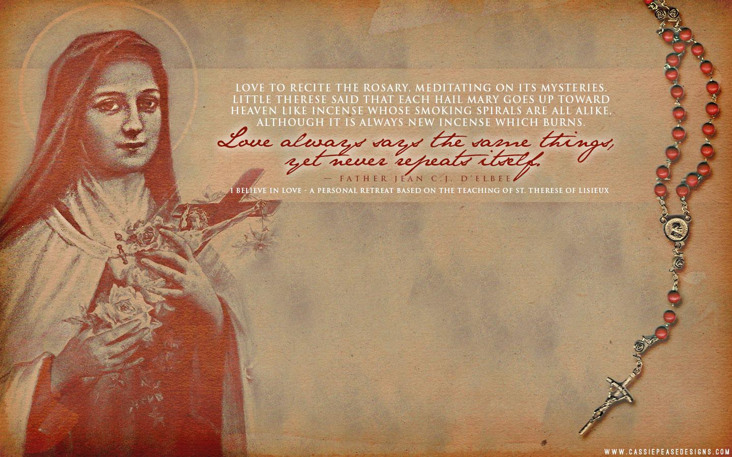 St. Therese “Rosary” Desktop Wallpaper. Cassie Pease Designs