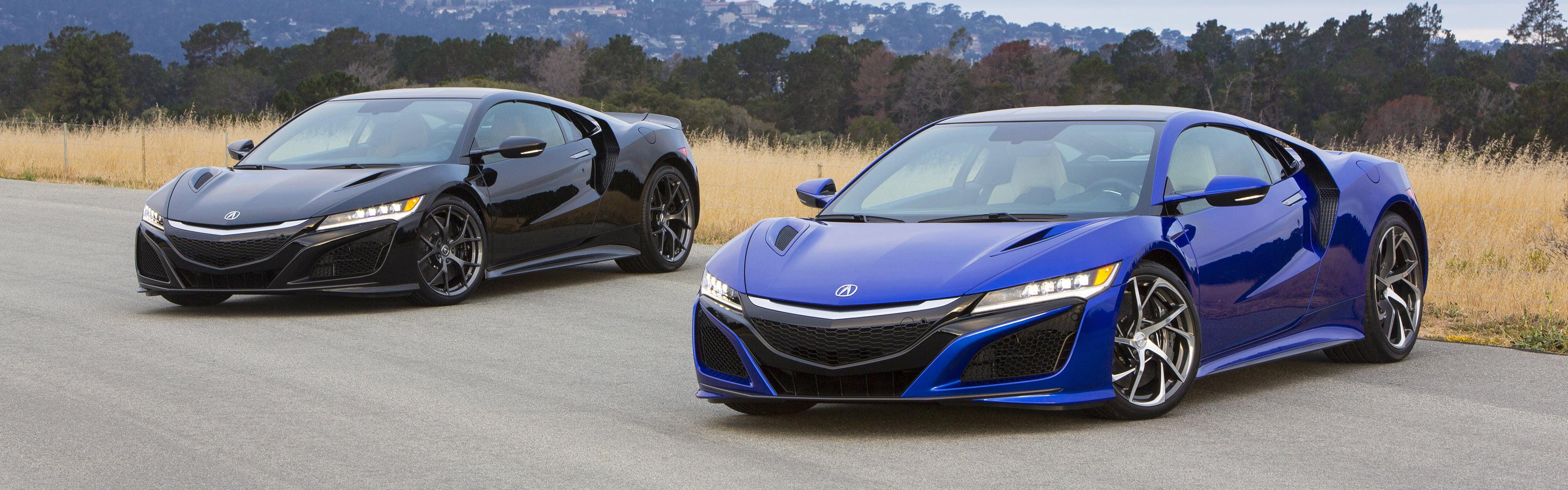 Two black and blue coupes, Acura NSX, car, vehicle, dual