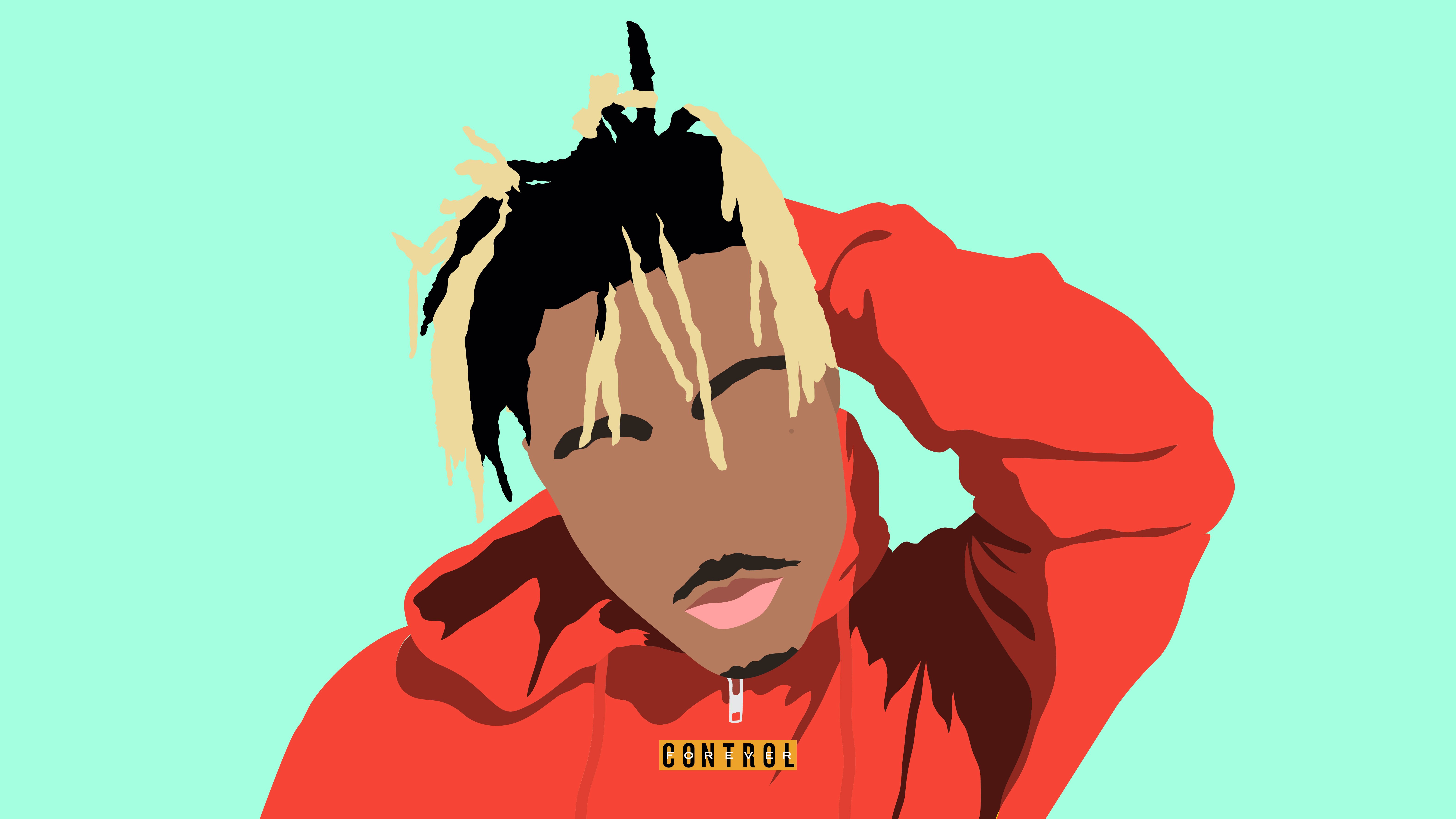 Download Juice Wrld Surrounded by His Artwork Wallpaper