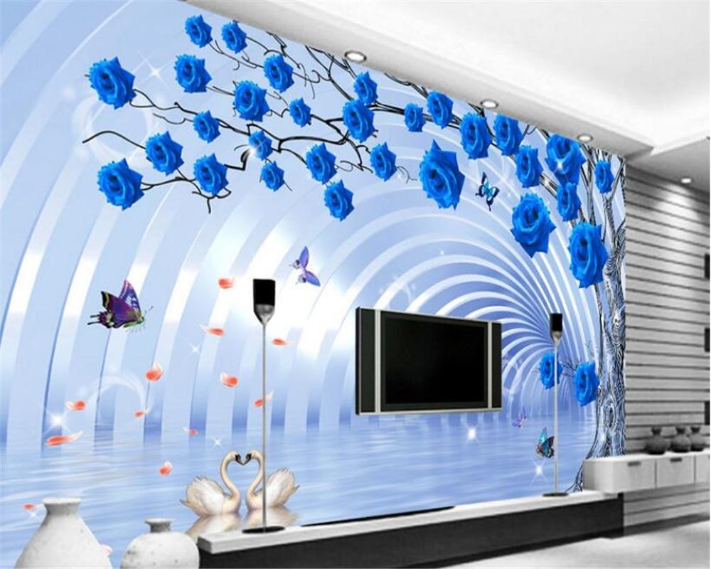 US $8.85 41% OFF. beibehang 3D Wallpaper Custom Fashion Aesthetic Wallpaper 3D Simple Dream Water Roses TV Background Wall Papel De Parede Tapety In