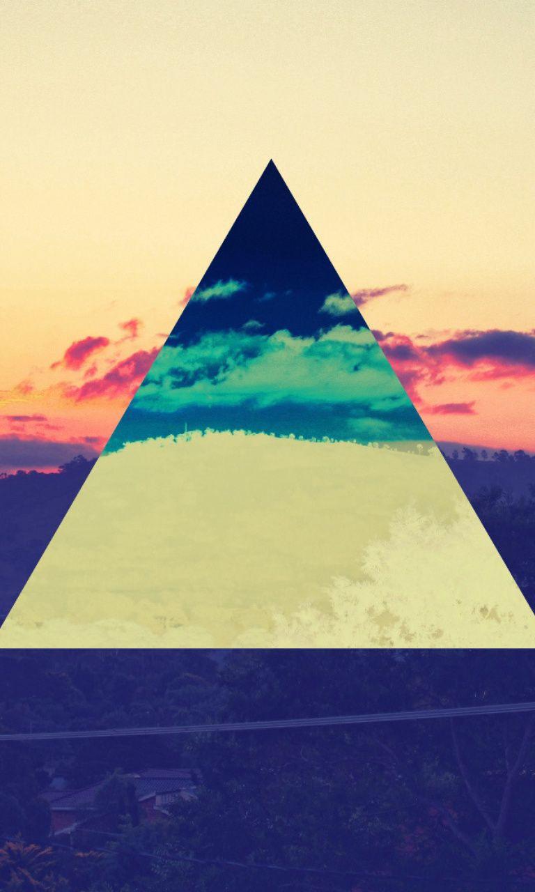 Sunset Inverted Colour Triangle Wallpaper #mobile9 Click To