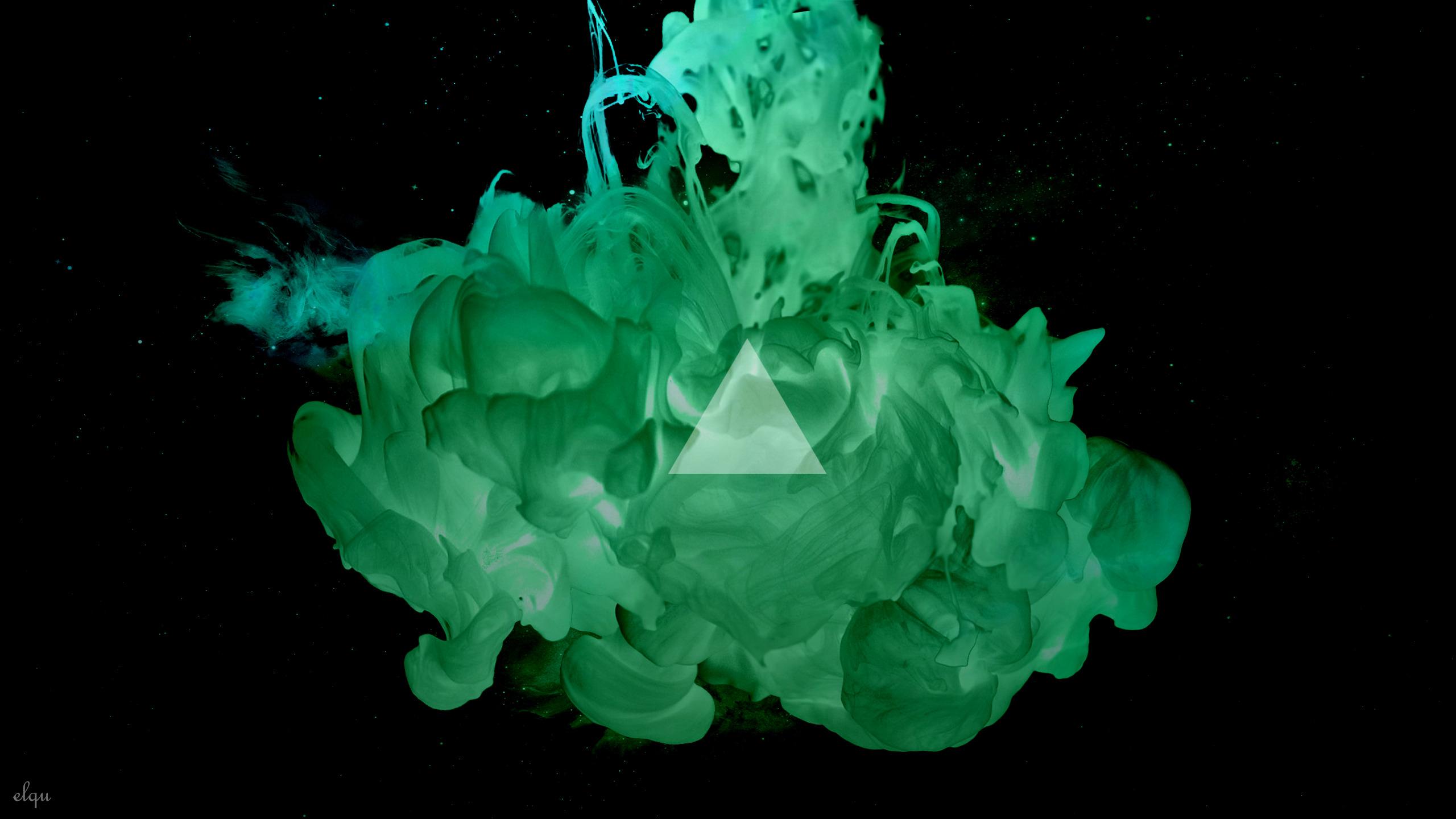 triangle, Ink, Smoke, Abstract, Digital Art, Green, Alberto