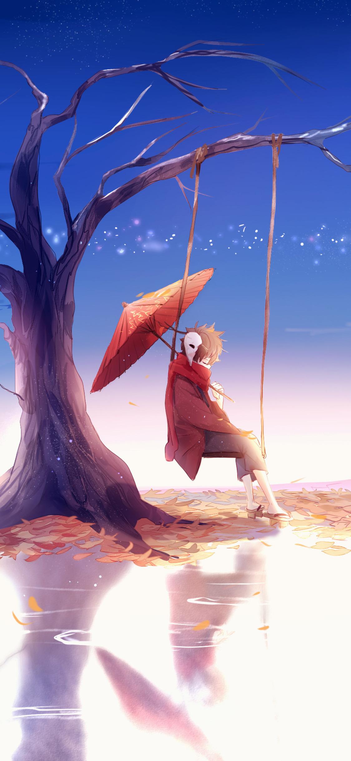 Anime Boy Swing Umbrella 4k iPhone XS, iPhone 10