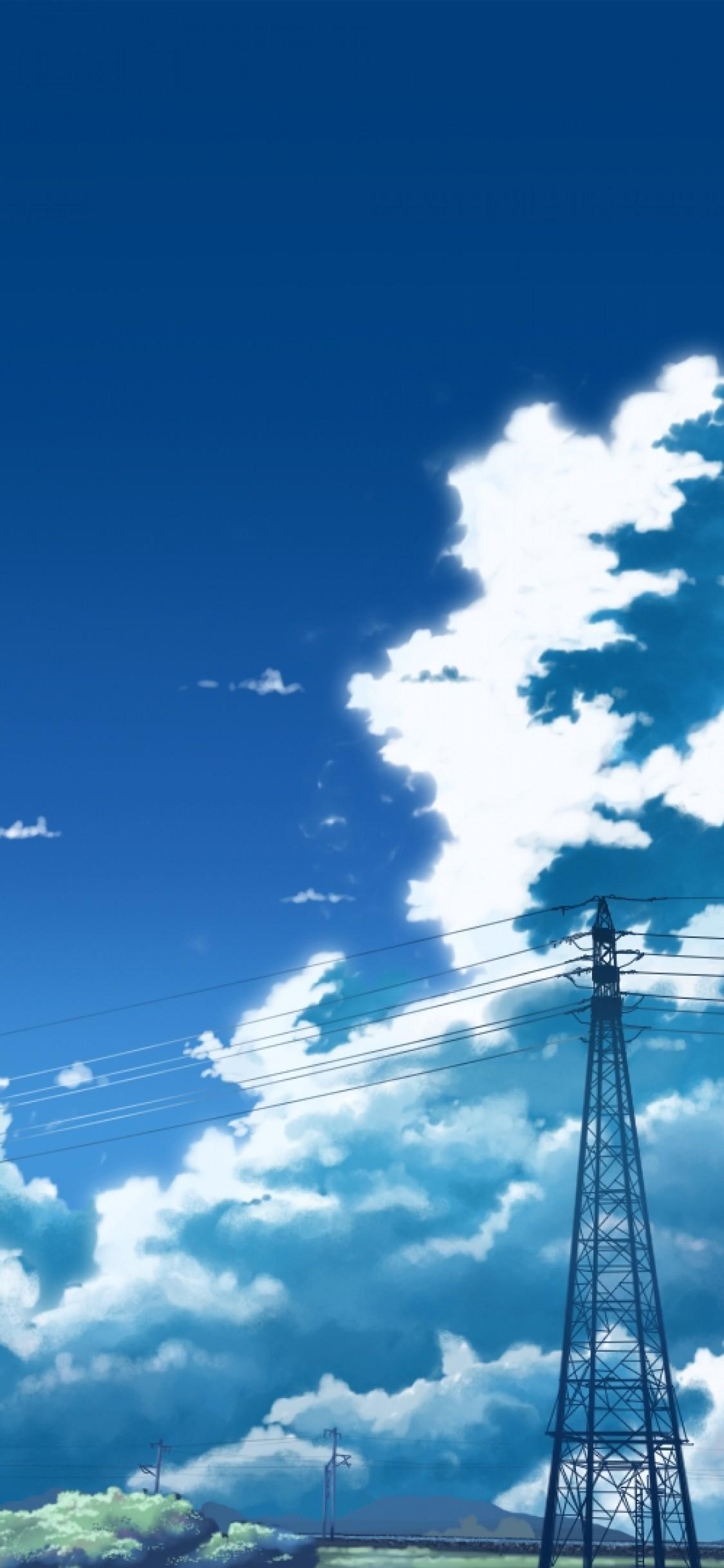 Download 1125x2436 Anime Sky, Anime Landscape, Clouds