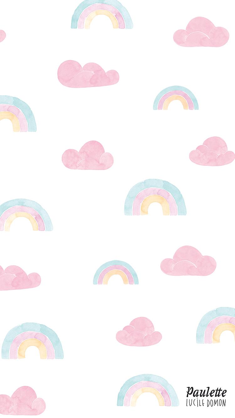 Rainbow and clouds pastel iPhone wallpapers