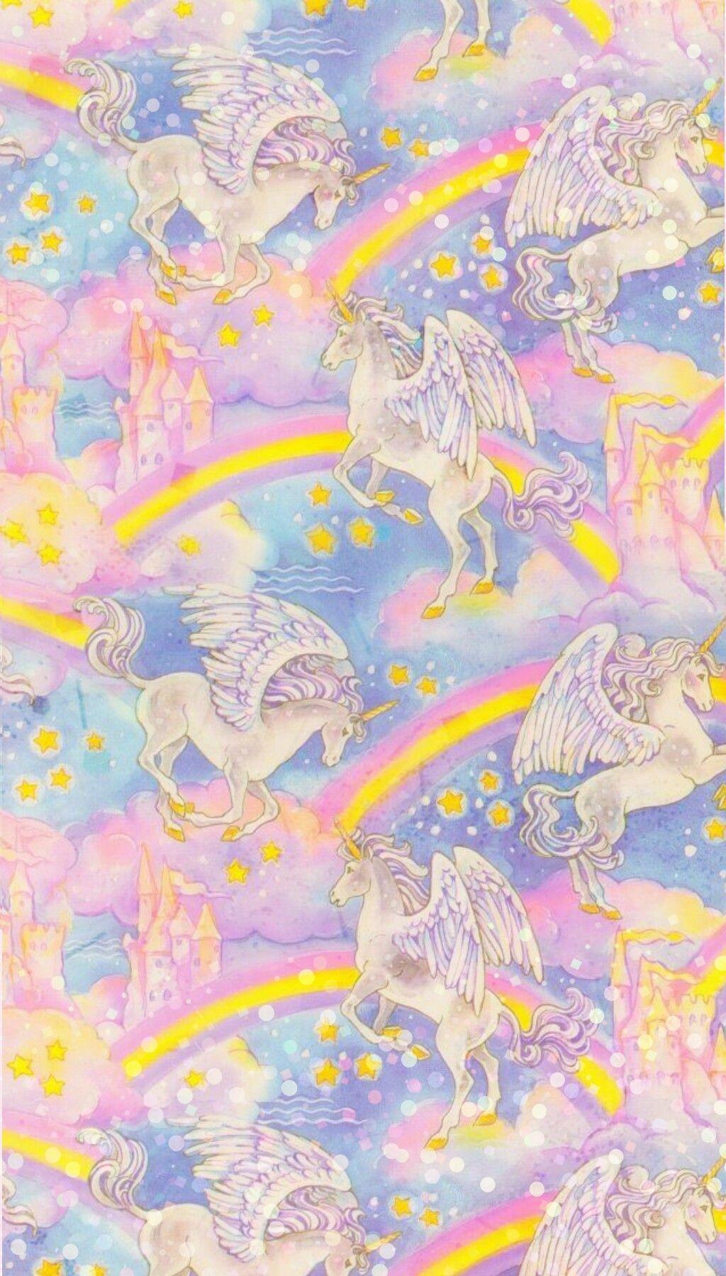 Glitter Rainbow Unicorn Wallpaper at