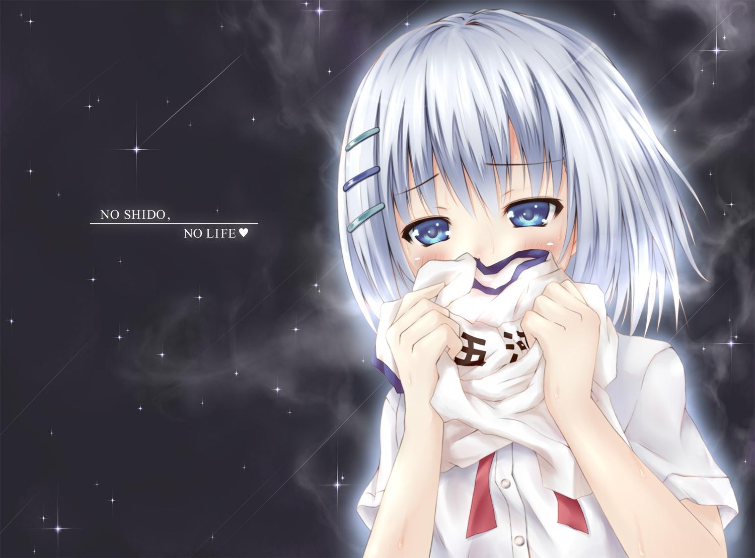 blue eyes blush date a live gray hair short hair tobiichi