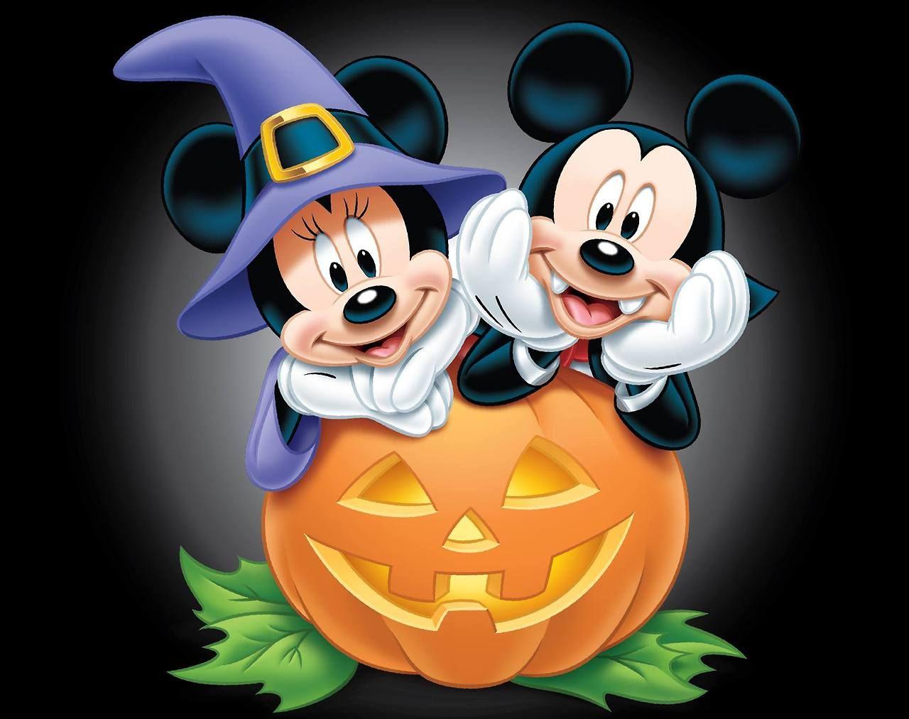 Mickey and Minnie Halloween Desktop Wallpaper