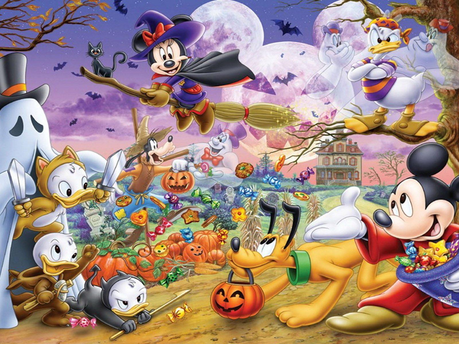 Halloween Cartoon Mickey And Minnie Mouse Donald Duck Pluto