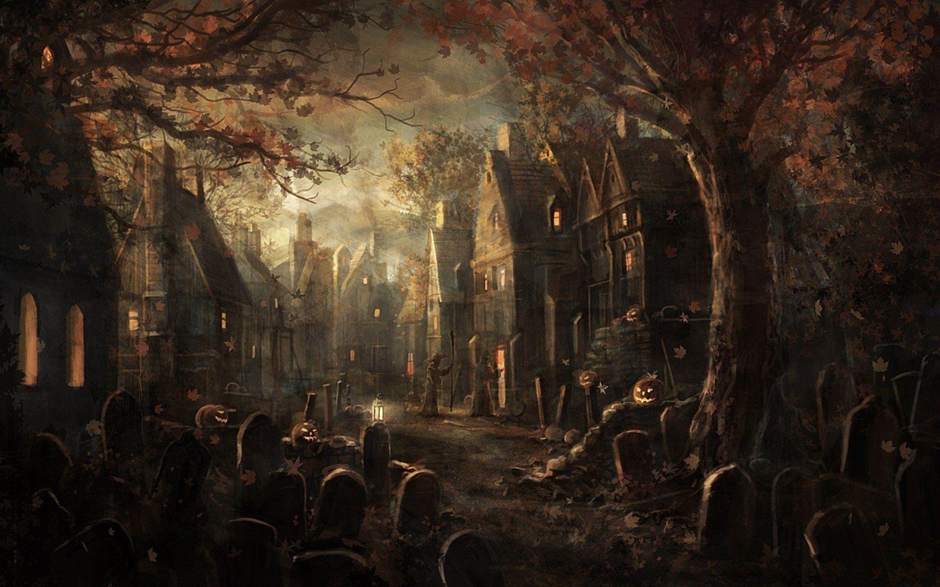 Spooky Cemetery Wallpaper. Graveyards. Halloween