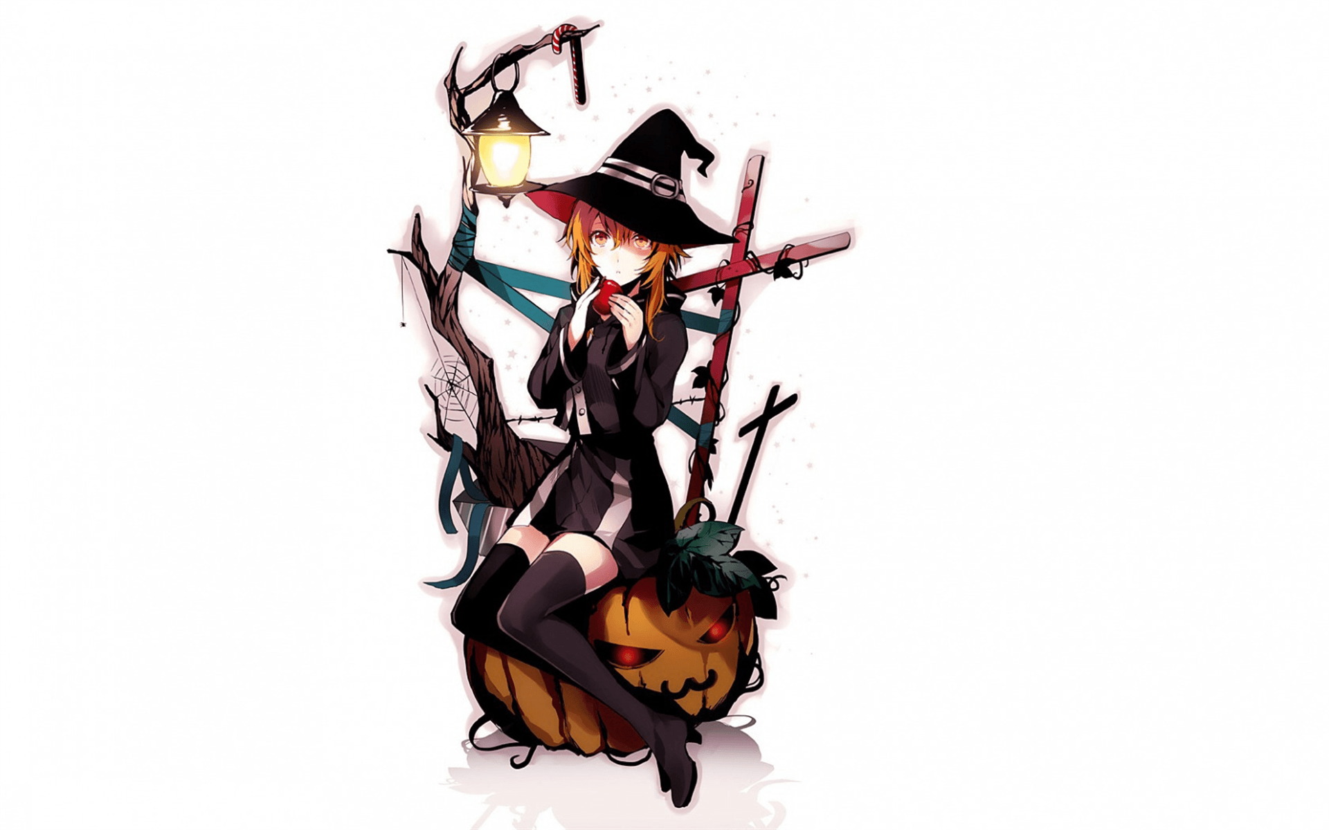 Download wallpaper Halloween, Japanese manga, anime characters, autumn, art, pumpkin for desktop with resolution 1920x1200. High Quality HD picture wallpaper