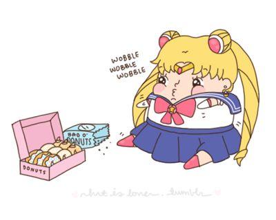 Sailor moon hahahaha how I feel after I eat fast food late. Moon Eating Wallpaper