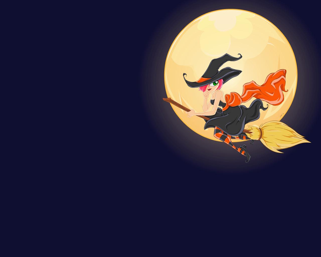 Best Happy halloween background with cute witch and stars
