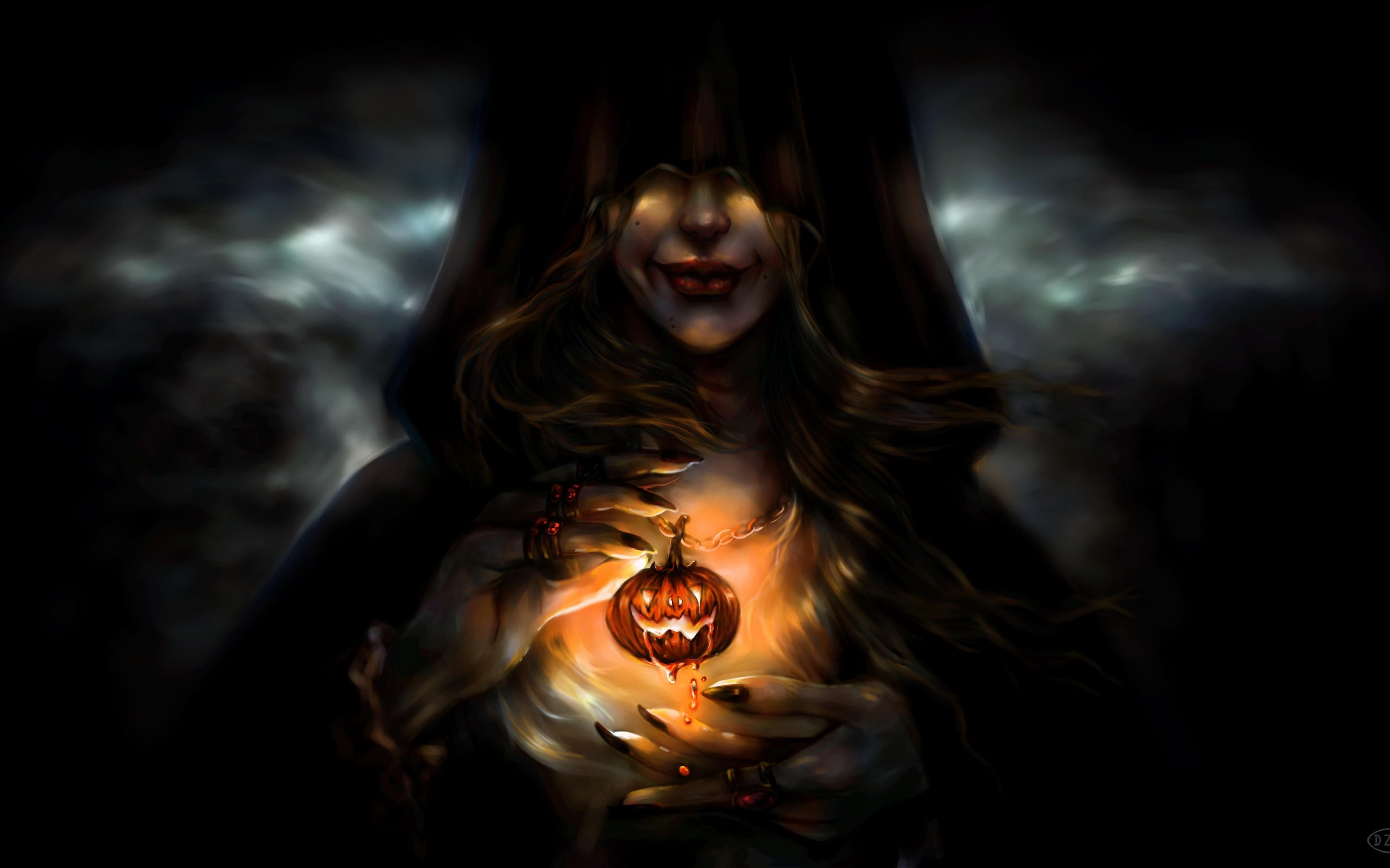Picture Witch Magic female Fantasy Pumpkin Halloween Hands