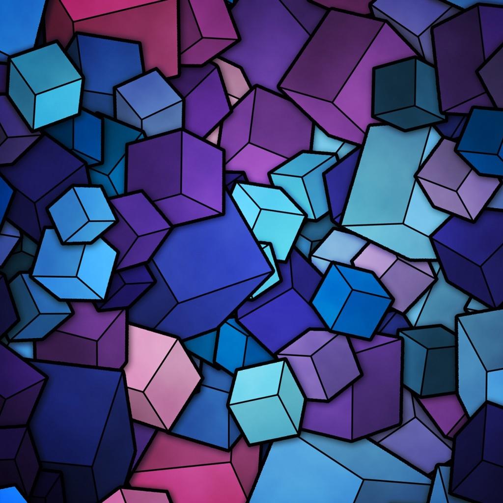 Abstract Blue Cube Stack iPad Wallpaper Free Download