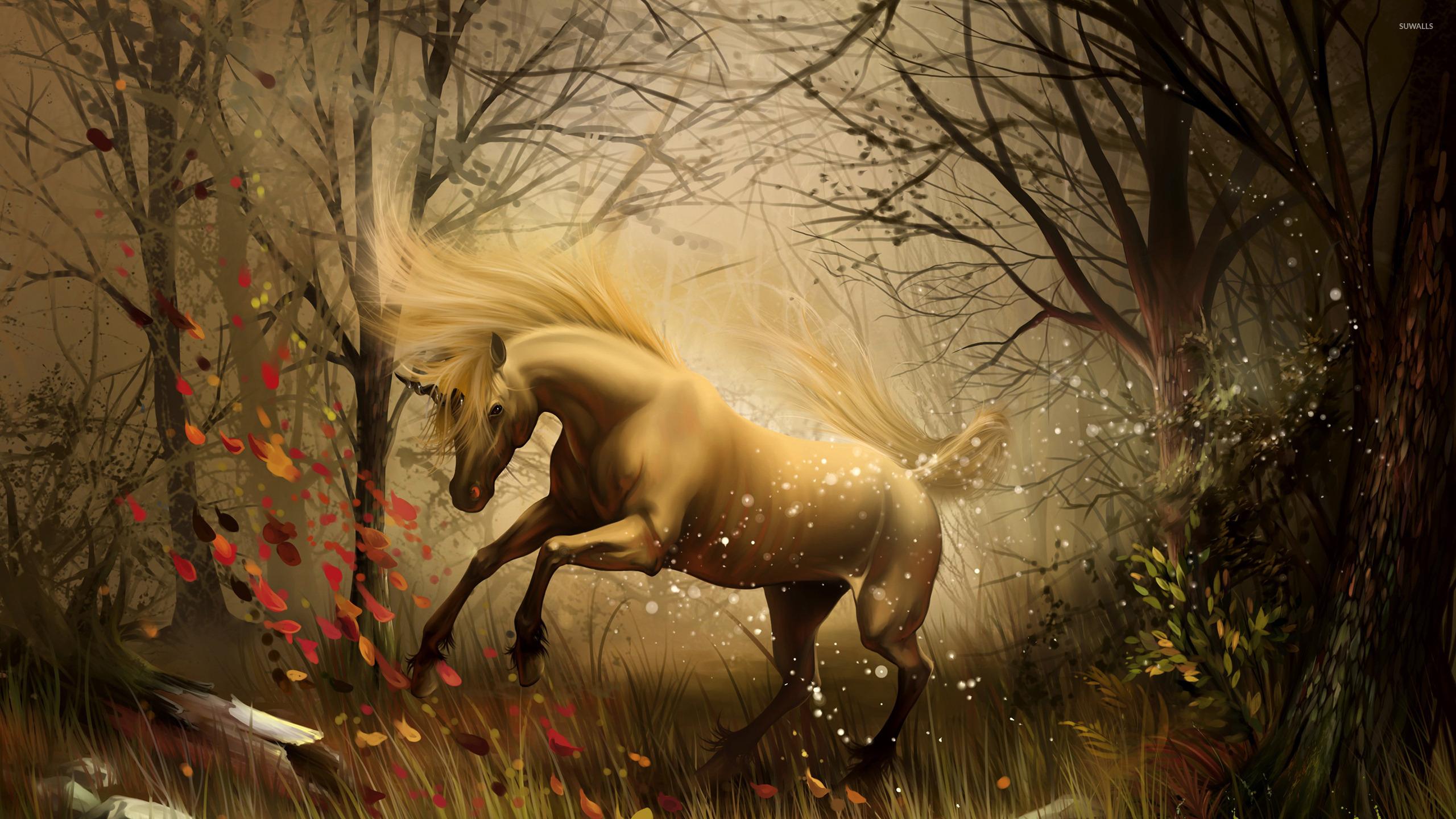 Unicorn in the enchanted forest wallpaper wallpaper